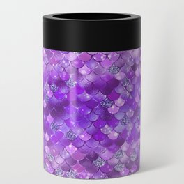 Purple Mermaid Pattern Metallic Glitter Can Cooler