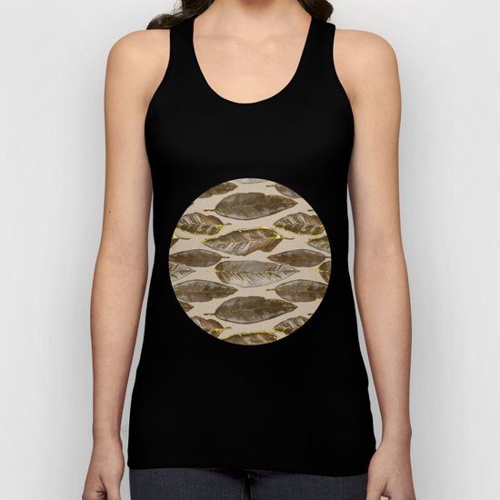 Gold Feather Pattern Unisex Tank Top