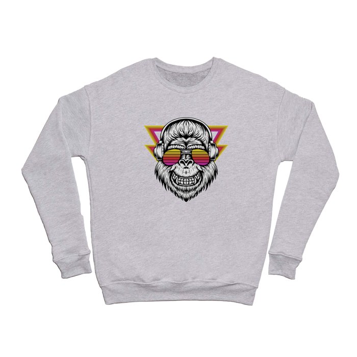 Angry Retro Gorilla Music Monkey Illustration Crewneck Sweatshirt
