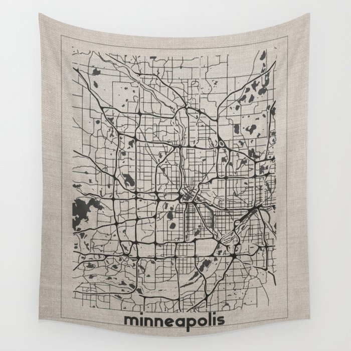Minneapolis Map Wall Tapestry by Photography by Anthony Londer  Society6