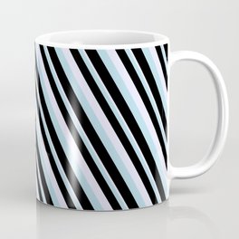 [ Thumbnail: Lavender, Light Blue, and Black Colored Lined Pattern Coffee Mug ]