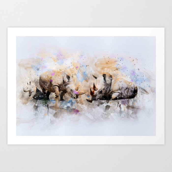 Rhinos Art Print