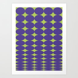 Retro Round Pattern - Purple Green Art Print