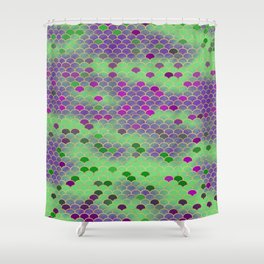 Green and Purple Mermaid Scales Shower Curtain