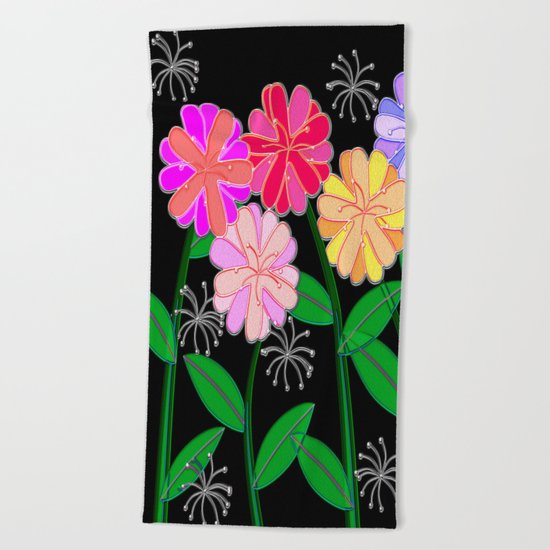 Plasticine Flowers with Dandelion Seed Beach Towel