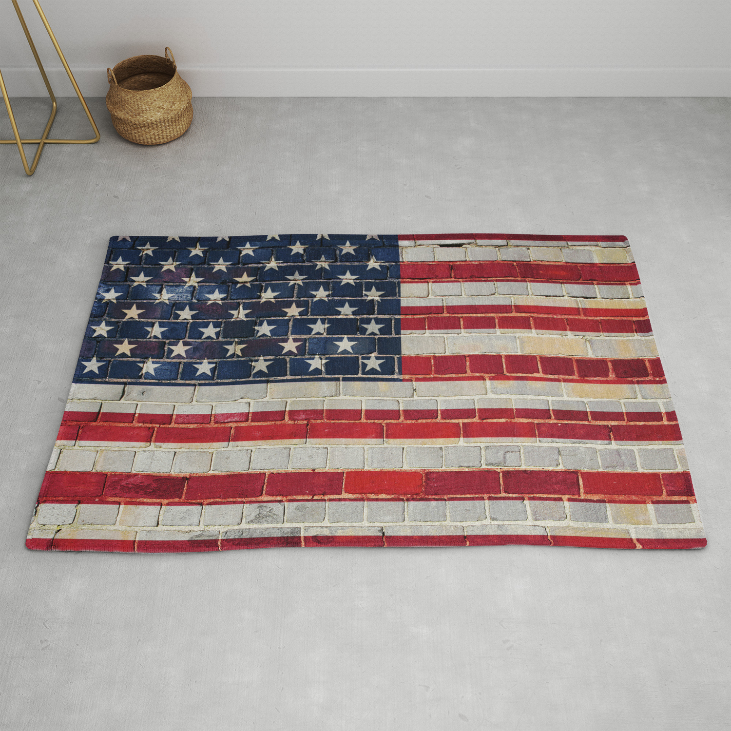 America Flag On A Brick Wall Rug By Steveball Society6 America Flag On A Brick Wall Rug By