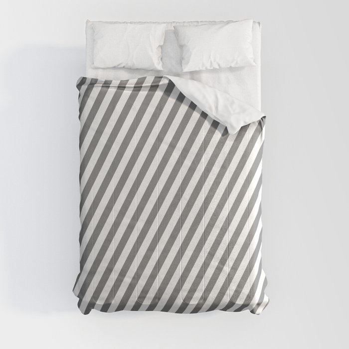 White and Gray Colored Lined Pattern Comforter