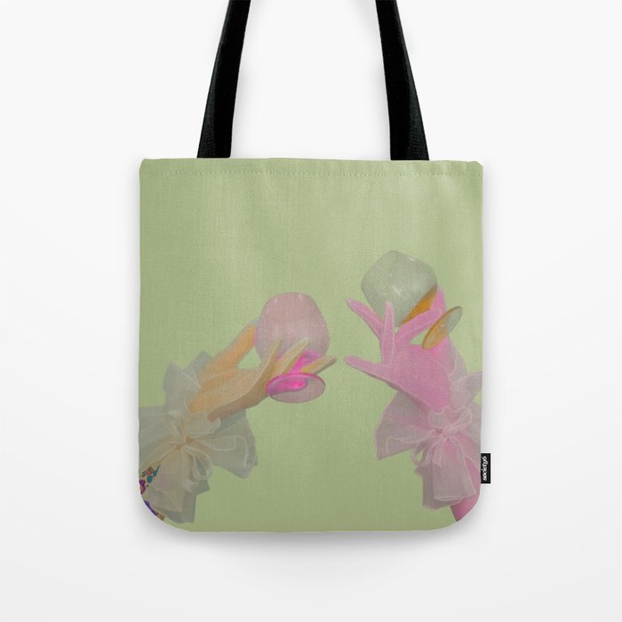 CLINK! - DIGITAL PAINTING CHEERS DRINK GLASS CLOWNS PASTEL JOY WLW QUEER FRIENDSHIP LOVE QUIRKY KAWAII Tote Bag
