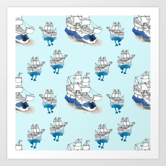 Ships Pattern Art Print