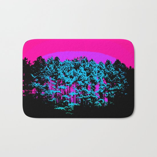 Mod Trees: Fuchsia Purple Turquoise Bath Mat