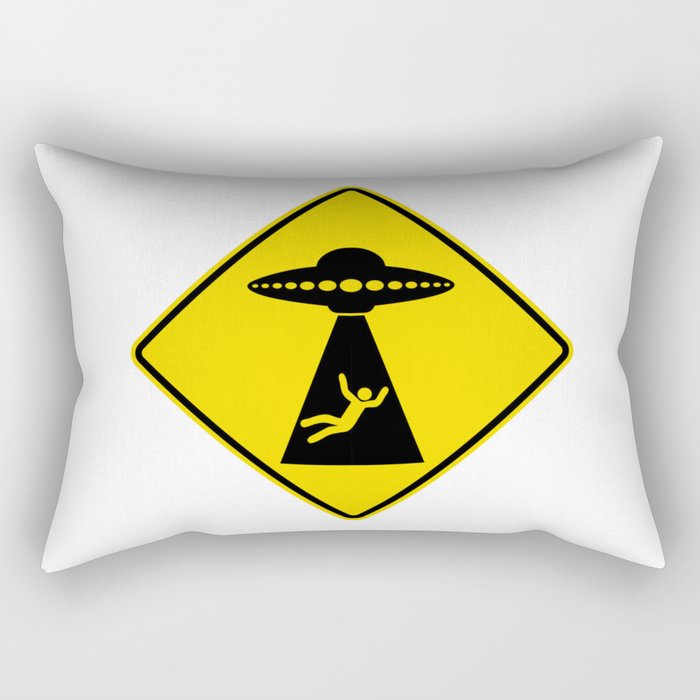 Alien Abduction Safety Warning Sign Rectangular Pillow