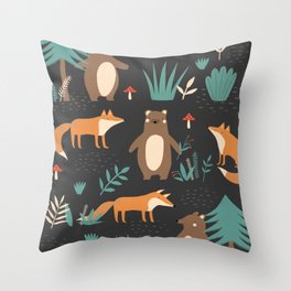 Woodland animals Throw Pillow