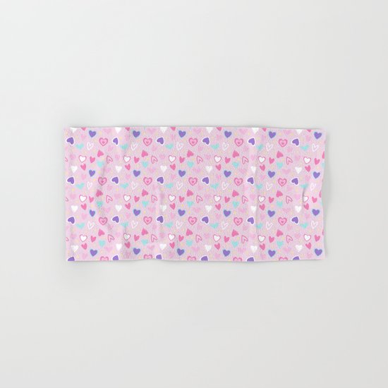 Love Heart Print Hand & Bath Towel