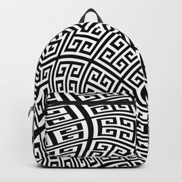 Black and White Greek Key Pattern Liquify Backpack