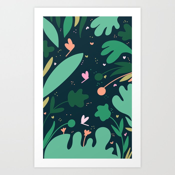 Enchanted garden in green Art Print