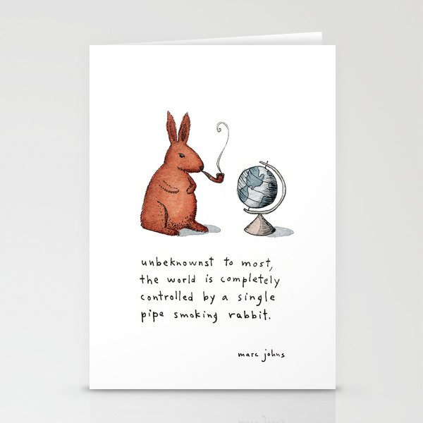 Pipe-smoking rabbit Stationery Cards