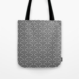 Japanese Waves (White & Black Pattern) Tote Bag