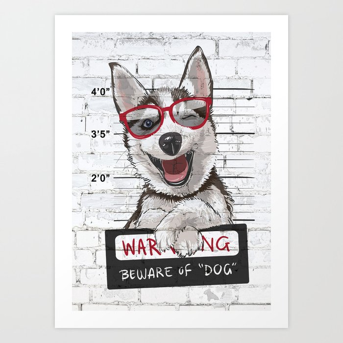 Cartoon Husky Wanted Art Print