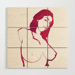 Erotic woman, Nude female, Minimalist naked woman standing up  Wood Wall Art