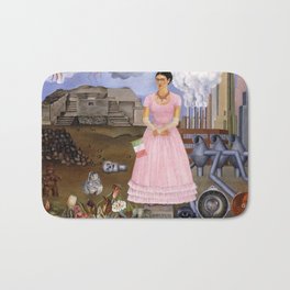 Frida Kahlo Self-portrait on the border line between Mexico and the United States, 1932 Bath Mat | Cubism, Painting, Painter, Surrealism, Socialrealism, Symbolism, Famous, Art, Naturalism, Primitivism 
