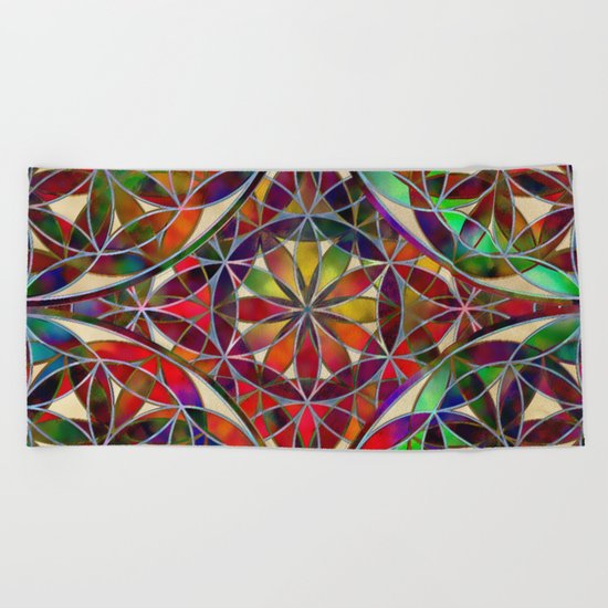 Flower of Life variation Beach Towel