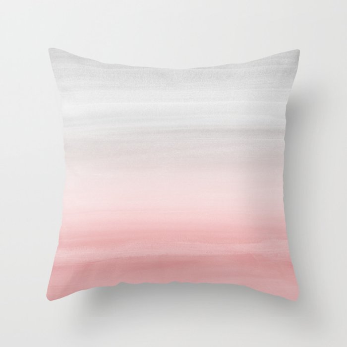 Touching Blush Gray Watercolor Abstract #1 #painting #decor #art #society6 Throw Pillow
