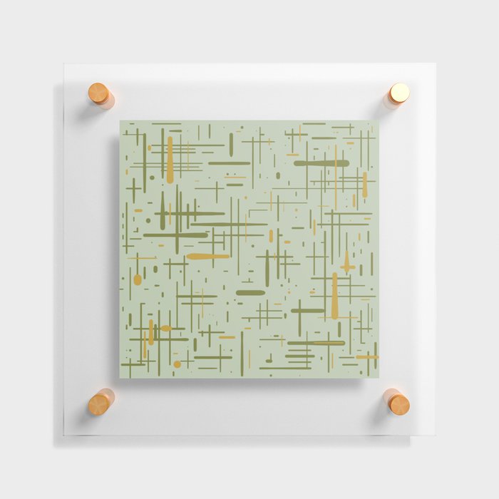 Mid-Century Modern Kinetikos Pattern Celadon Olive Green Mustard Gold Floating Acrylic Print
