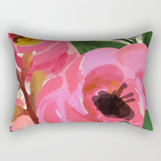 Composition watercolor flowers and rhombuses Rectangular Pillow