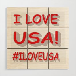 Cute Expression Design "I LOVE USA!". Buy Now Wood Wall Art