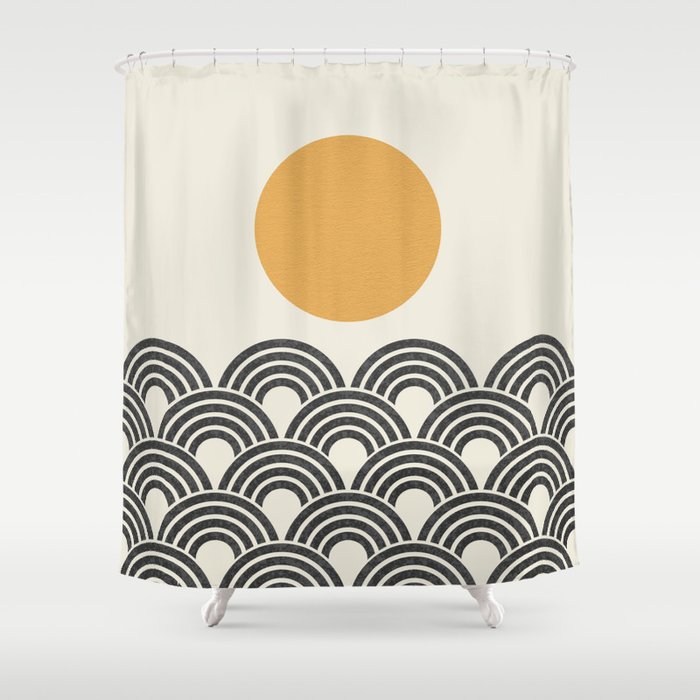 Sun & Wave - Oriental Pattern Shower Curtain