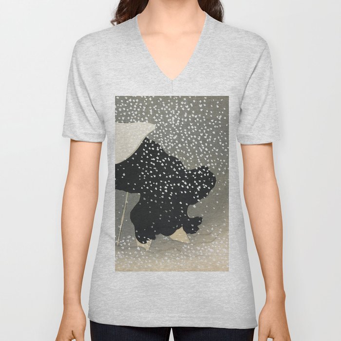 Snow from Momoyogusa–Flowers of a Hundred Generations V Neck T Shirt