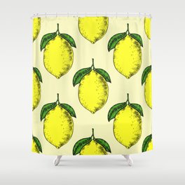 Seamless pattern with lemons and leaves Shower Curtain