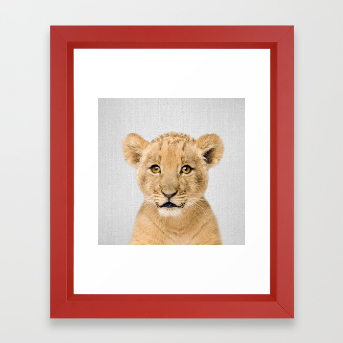 Baby Lion Colorful Framed Art Print