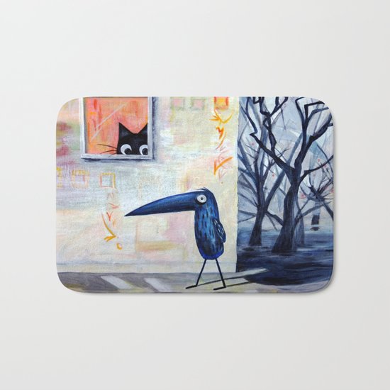 Cat and Bird Bath Mat