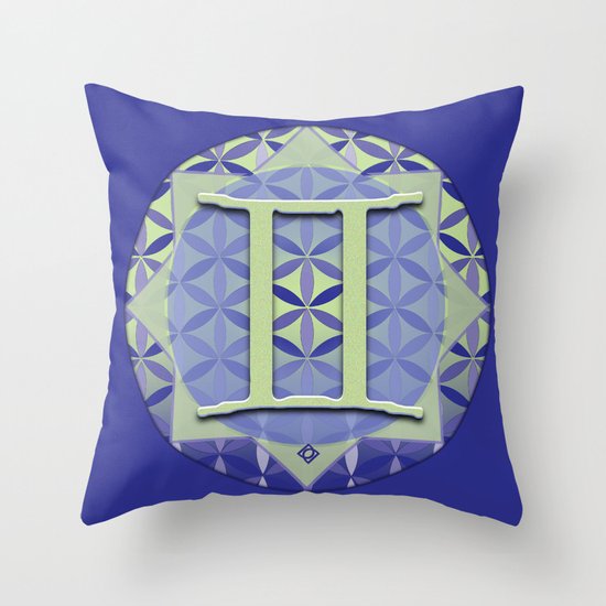 Flower of Life GEMINI Astrology Design Throw Pillow