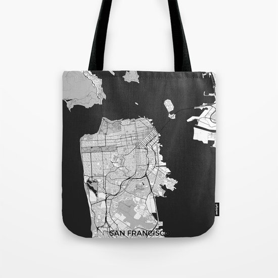 San Francisco Map Gray Tote Bag