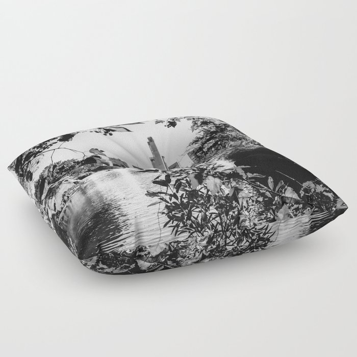 Autumn Fall in Central Park in New York City black and white Floor Pillow