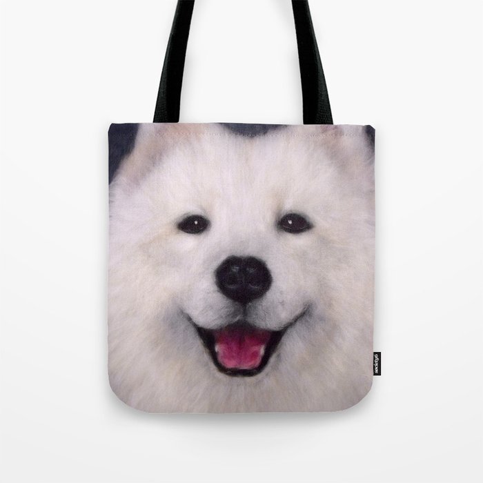 Cute Samoyed dog wool portrait Tote Bag