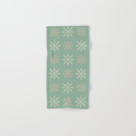 Snowflakes Cross Stitch Pattern (Mint) Hand & Bath Towel