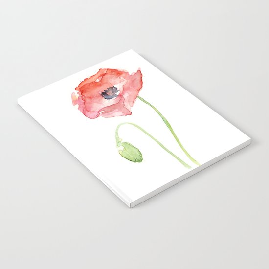 Red Poppy Flower Flowers Notebook