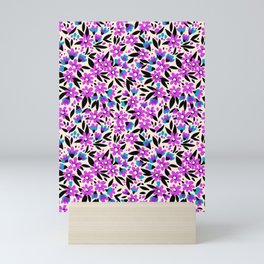 10 Pretty pattern in small flower. Small purple flowers. White background. Mini Art Print