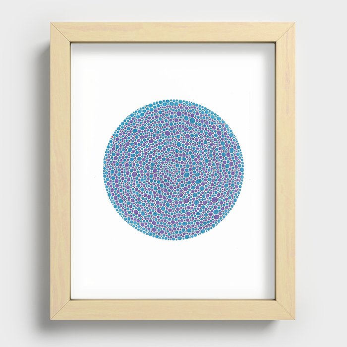 Multi-Blue Circle Dots Recessed Framed Print