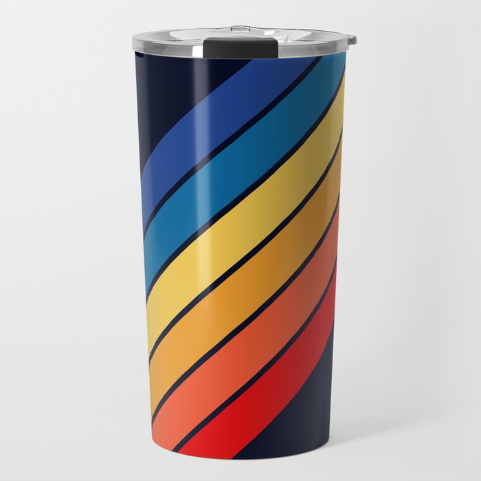 Medussa - Classic Colorful 70s Vintage Style Retro Summer Stripes Travel Mug