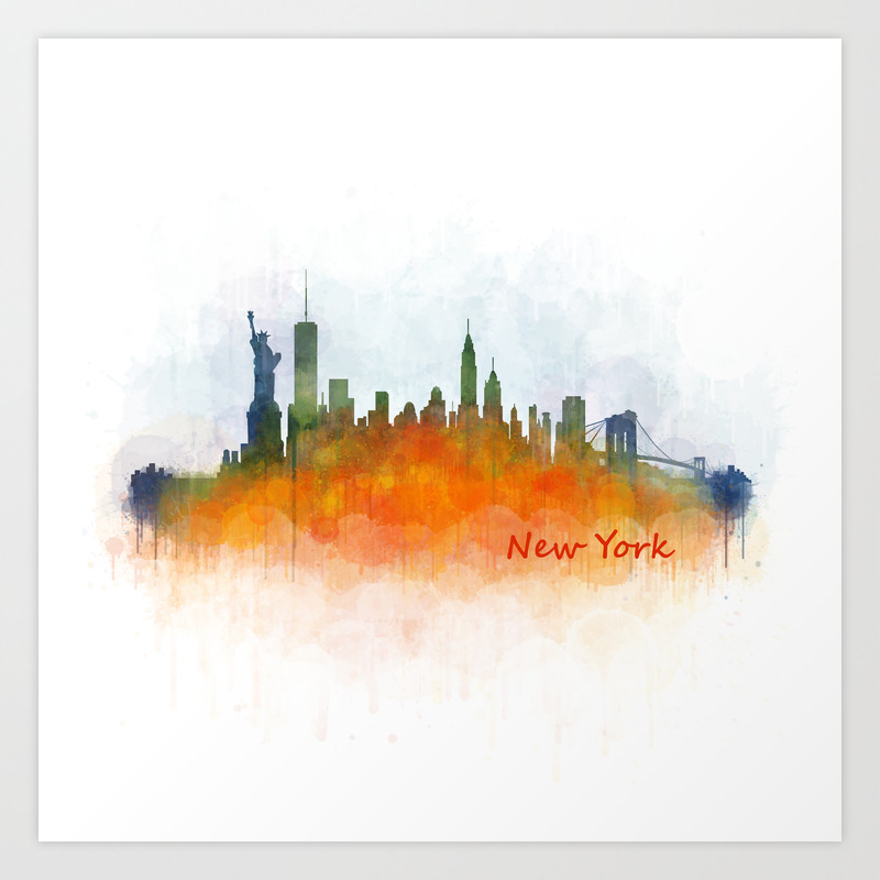 New York City Skyline Hq V03 Art Print By Hqphoto Society6