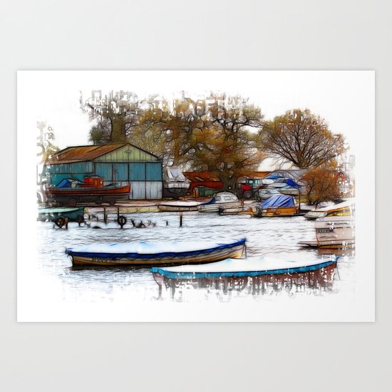 At the Boathouse Art Print
