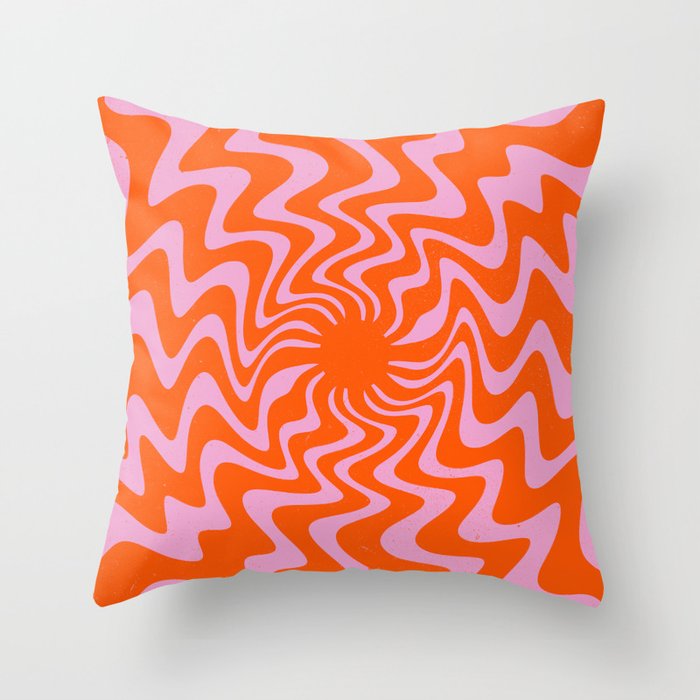 70s Retro Pink Orange Abstract Throw Pillow