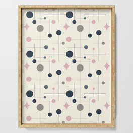 Mid Century Modern Abstract Retro Vintage Style Navy Blue, Blush Pink and Grey Serving Tray