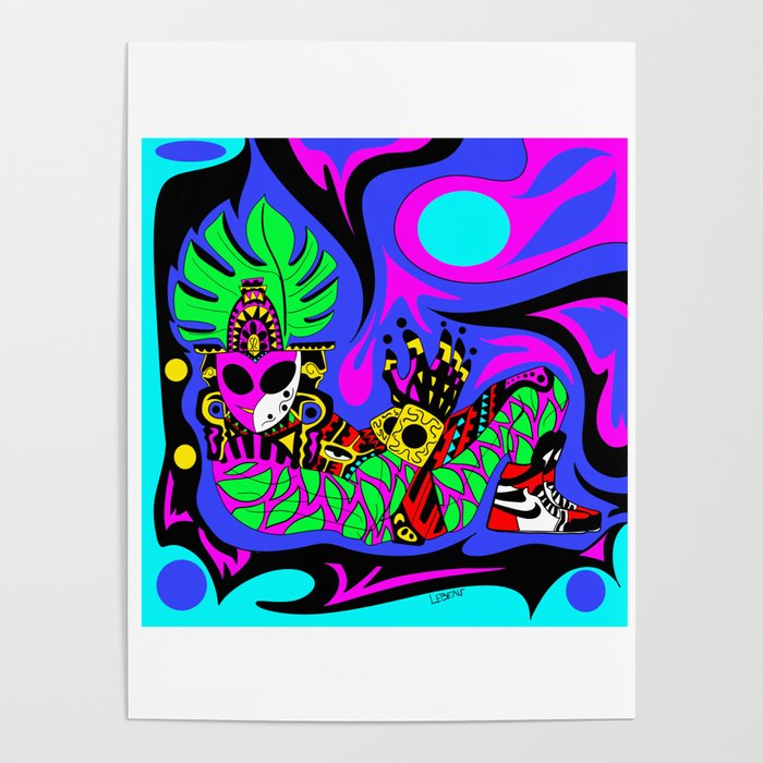 mayan alien chak mool ecopop in pattern Poster