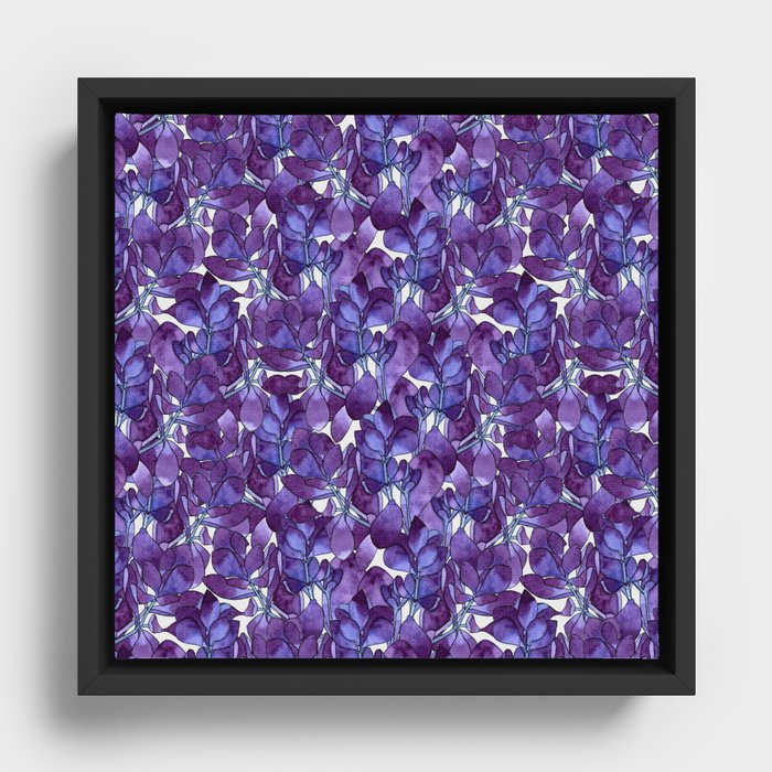 Botanical Purple Violet Pattern Framed Canvas