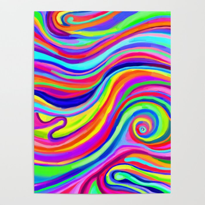 Trippy Swirly Rainbow Abstract Poster